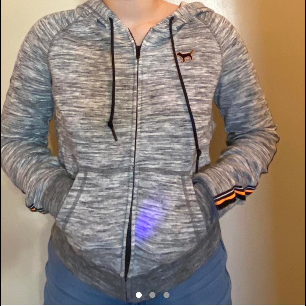 Grey PINK jacket with orange/black stripe